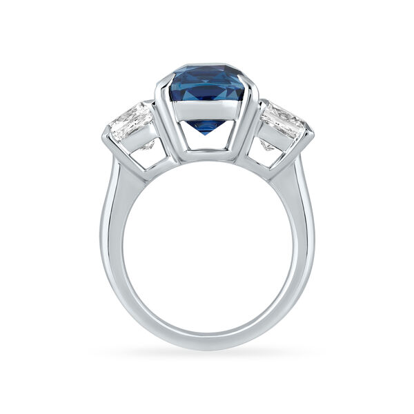 Sapphire Cushion-Cut Ring with Diamonds in White Gold